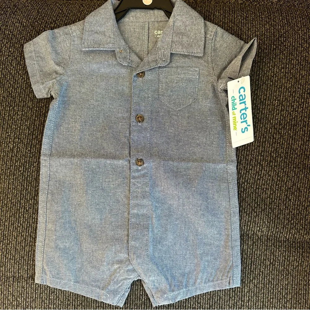 Carters baby boy blue soft romper size 0/3 months